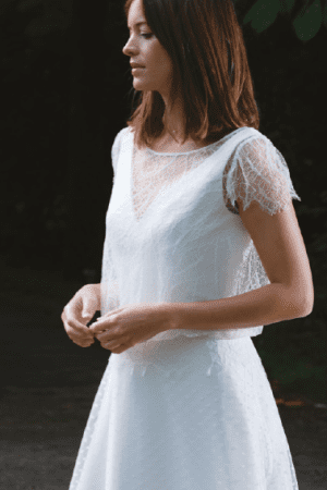 robe de mariée stella collection bochet - bohème en tulle plumetis et dentelle. Boutique de mariage à Langres