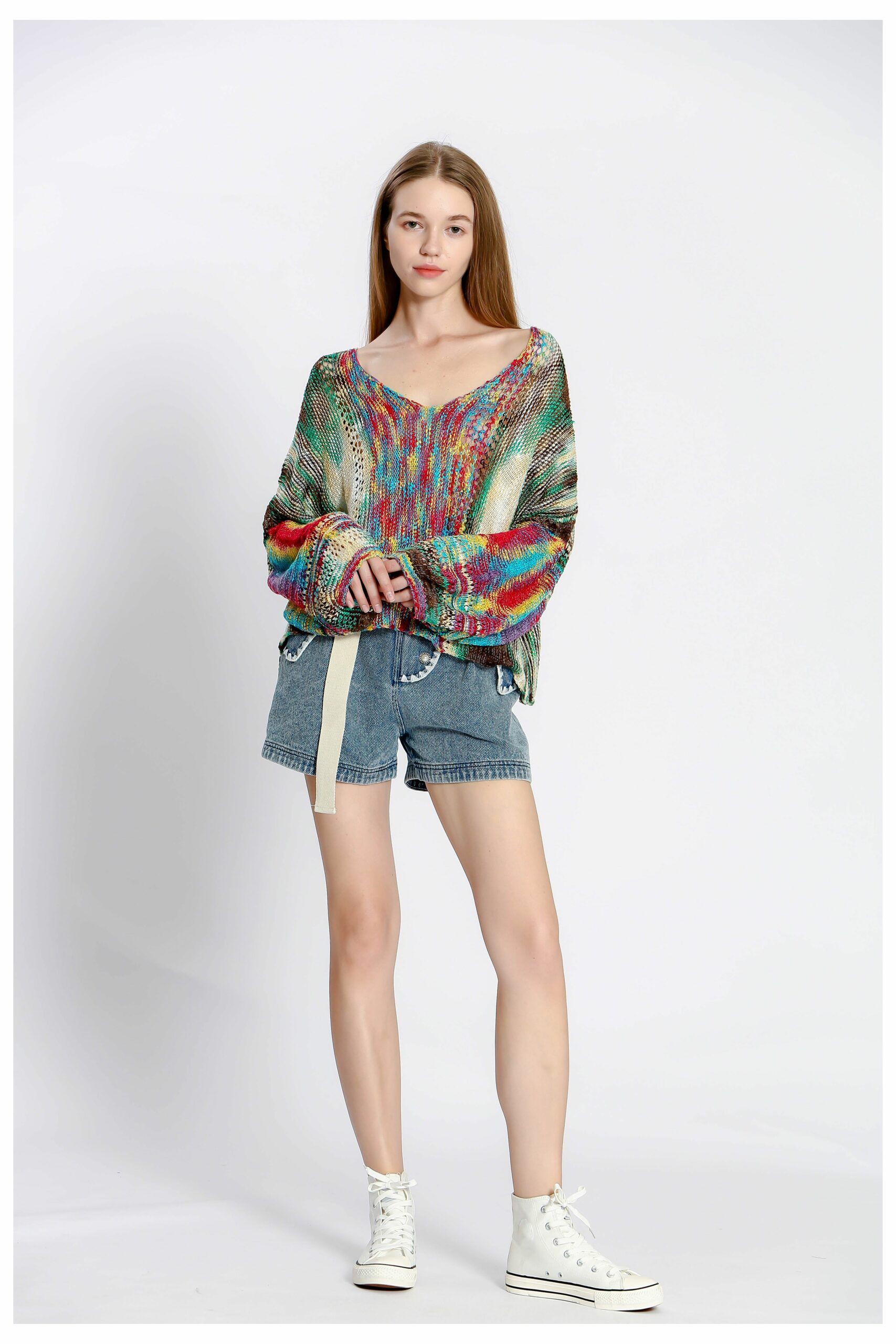Pull Crop Top Lauren Vidal - Maille Ajourée Vert, Taille L (40/42), Occasion Très Bon État - Gilet à Boutons Vintage