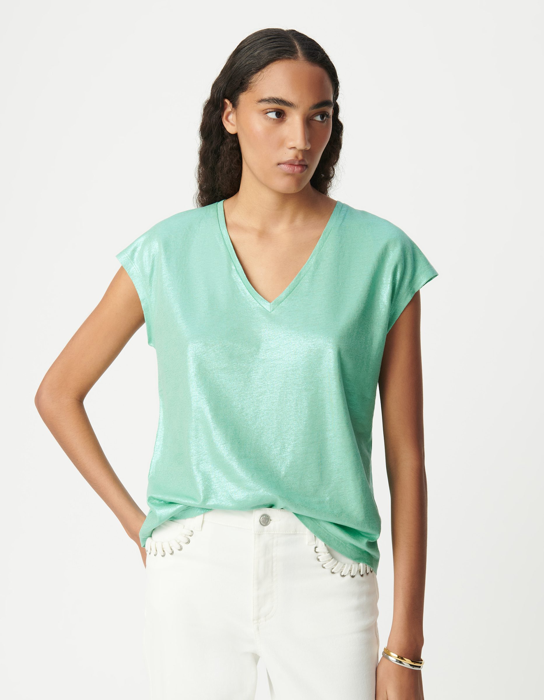 T-shirt m.courtes col V maille irisée IKKS B110215 – Image 2