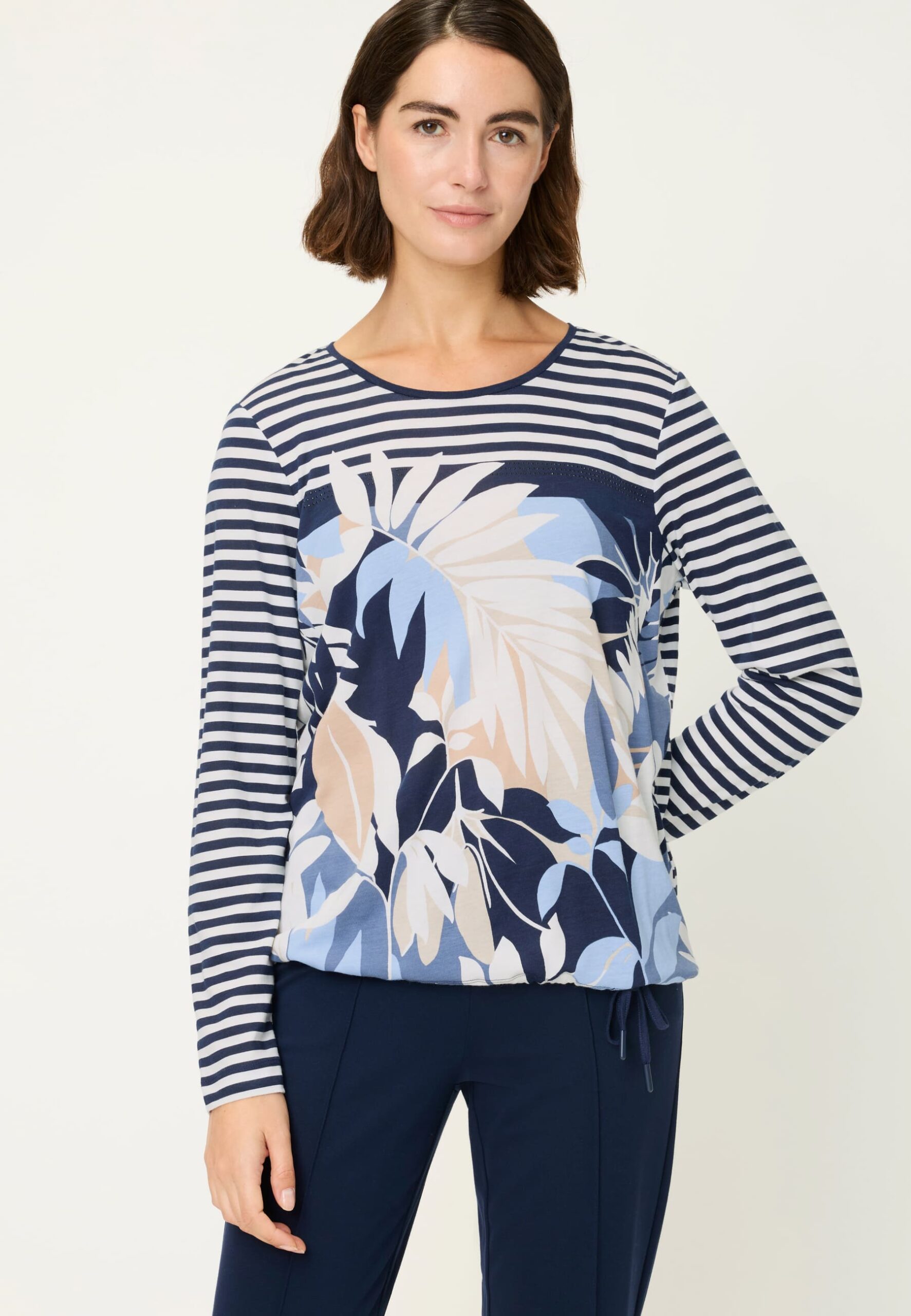 11105317_40173_00 T-shirt m.longues fleurs/rayures Olsen 11105317