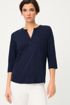 T-shirt manches 3/4 col v uni Olsen 11105330