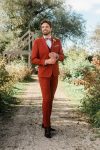 Costume-rouge-orange-homme-SUAT Costume 3 pièces uni Hafnium SUAT CT617