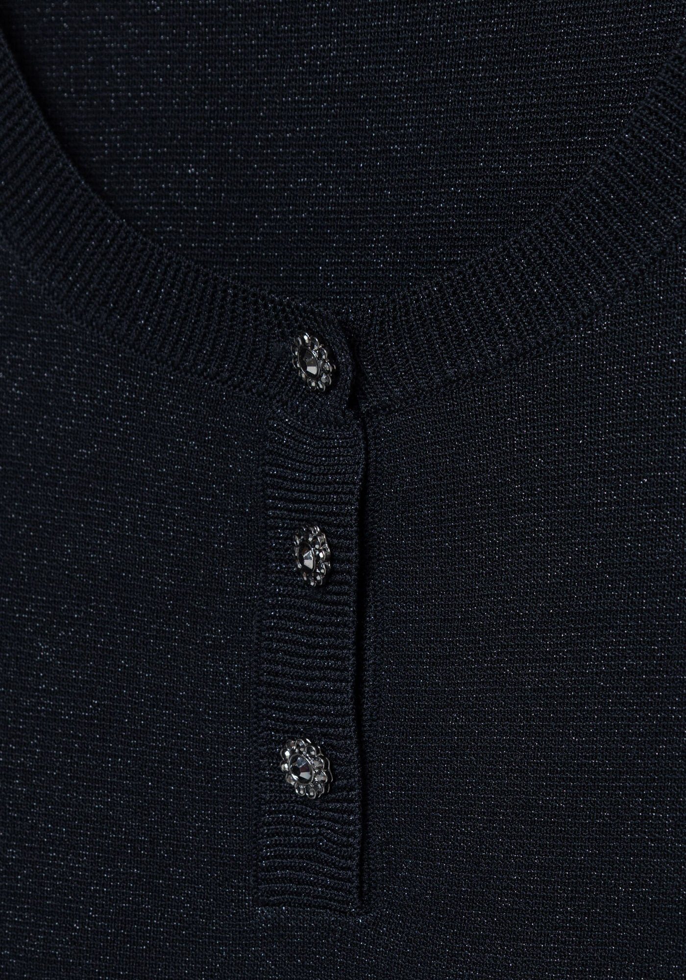 IKKS-PULL~FIN~NOIR~PAILLETE~ENCOLURE~BOUTONNEE~FEMME-B318335-02_4 Pull m.c boutons au col IKKS B318335