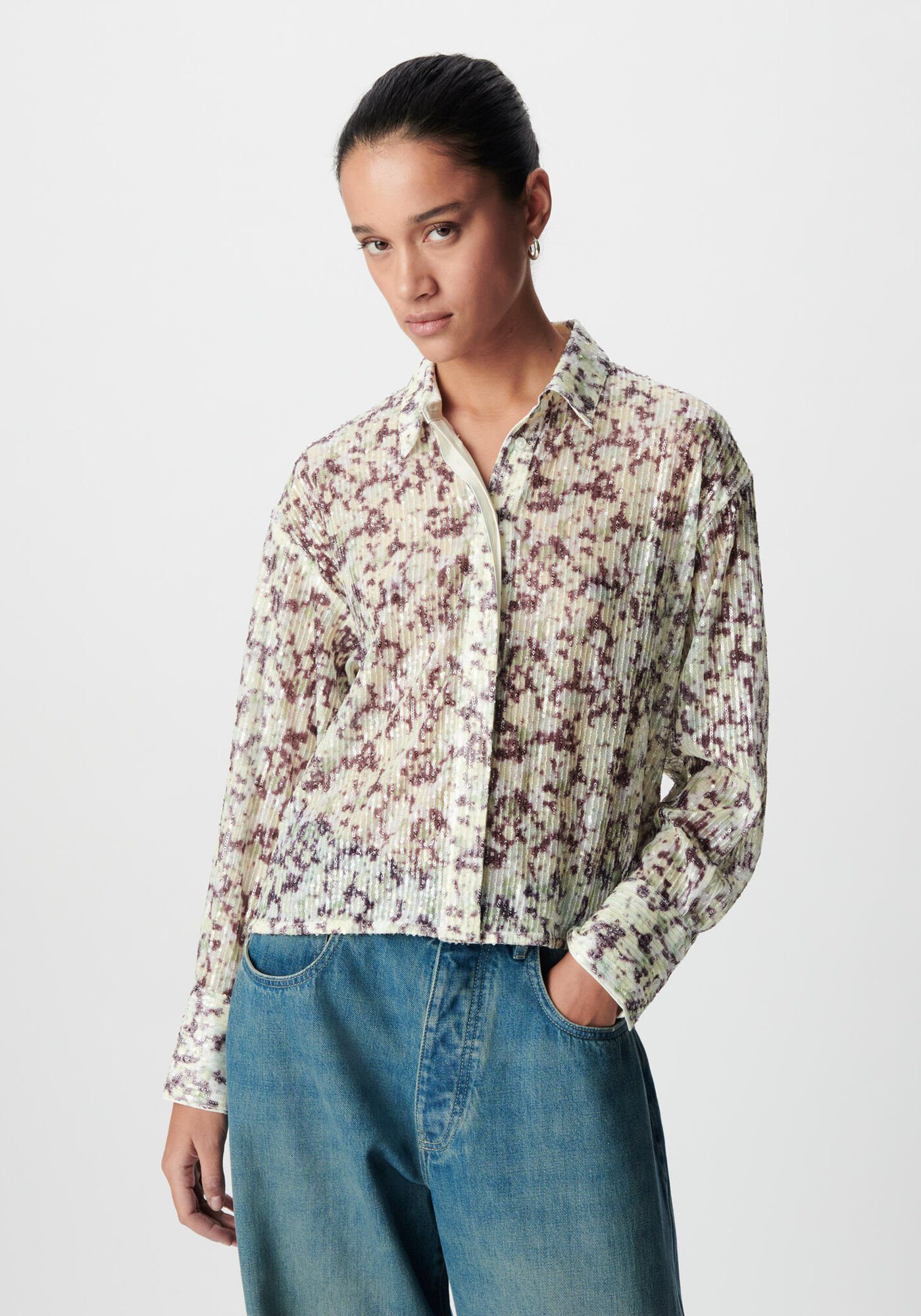 Chemise motif camouflage broderies sequins IKKS B312195