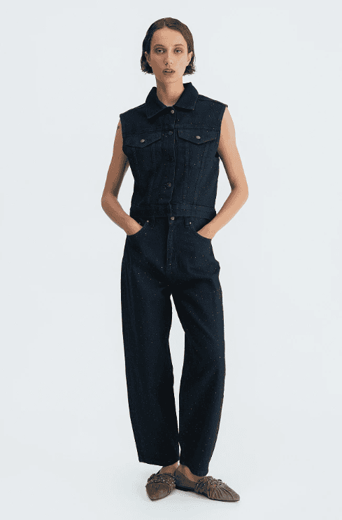 Gilet sans manches jean strass BSB 229900