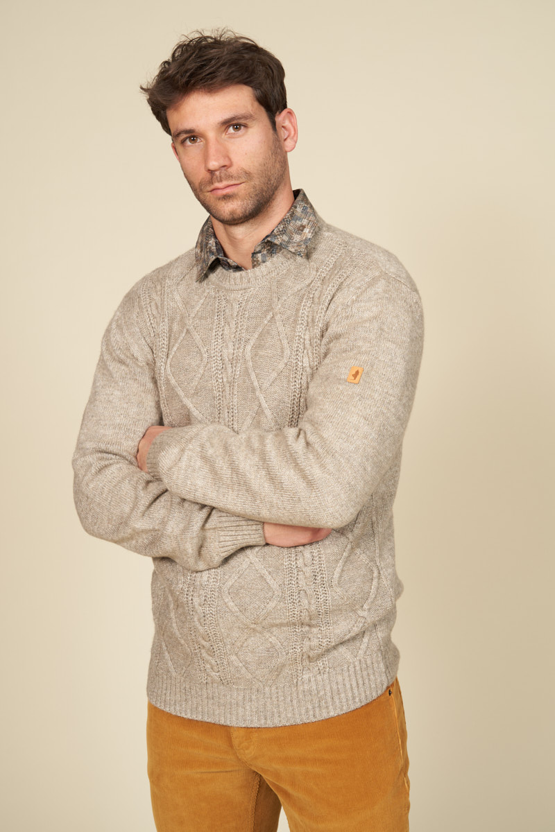 Pull col rond torsades chiné MCS S0001