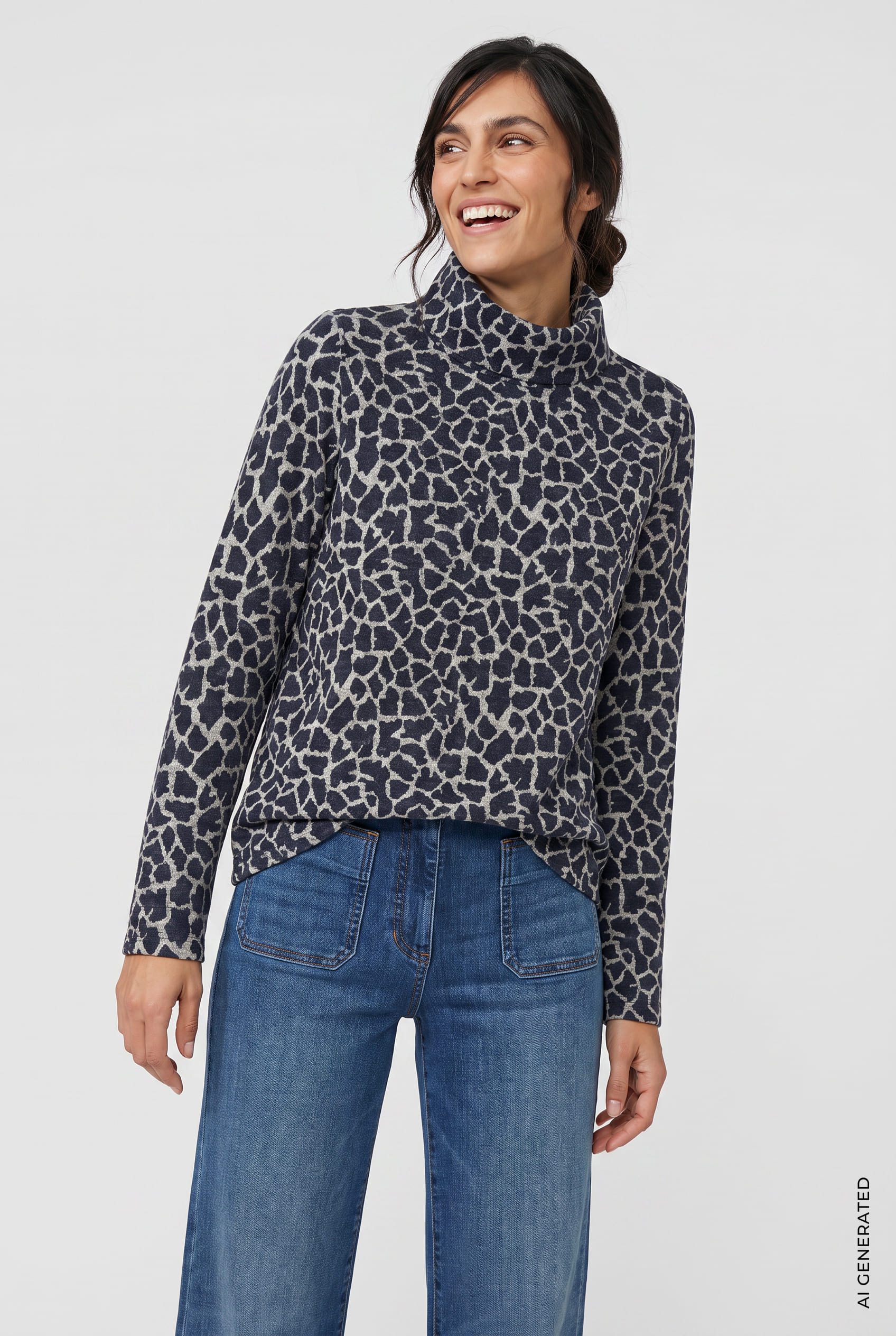 Pull col roulé imprimé Olsen 11201735