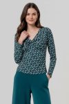 Top manches longues col v froncé Surkana CAVA014