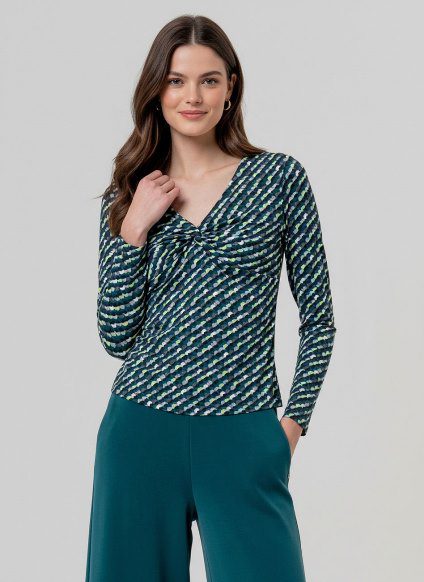 Top manches longues col v froncé Surkana CAVA014