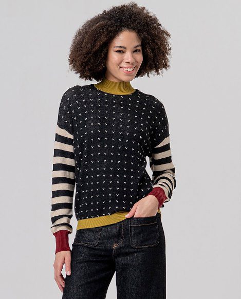 Pull col montant à motifs Surkana FUNN232